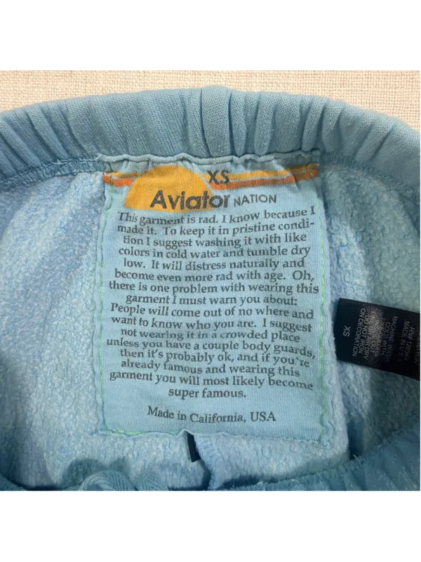 Aviator Nation Women’s XS Sky Blue Purple Bolt 4-Stripe Sweatpants Joggers - Image 8