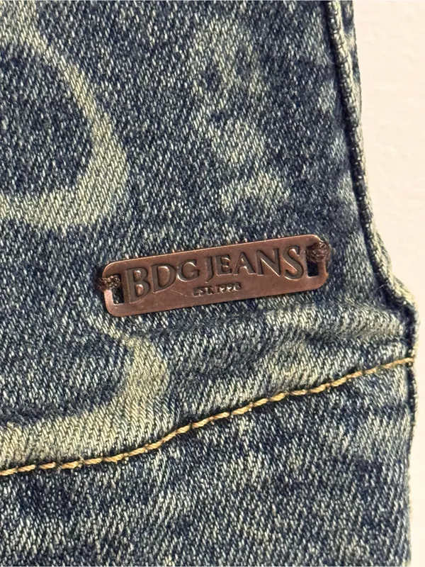 BDG Urban Outfitters XS Denim Wrap Mini Skirt Logo Print Y2K - Image 4