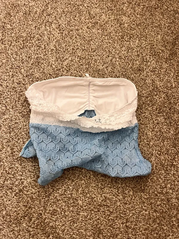 summer eyelet crop top Blue - Image 4