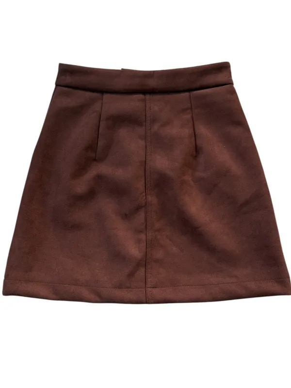 NWT EVEREVE Claudia Faux Suede Mini Skirt Brown Size 24 Retail $88.00 - Image 6