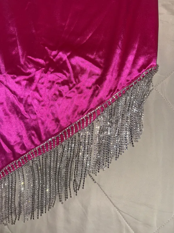 Bright pink mini dress with rhinestones Size L - Image 2