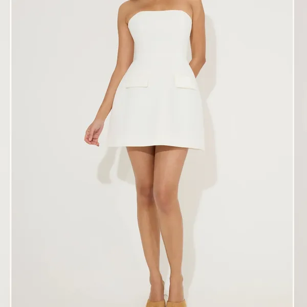 Odd Muse Strapless Dress White Size M - Image 2