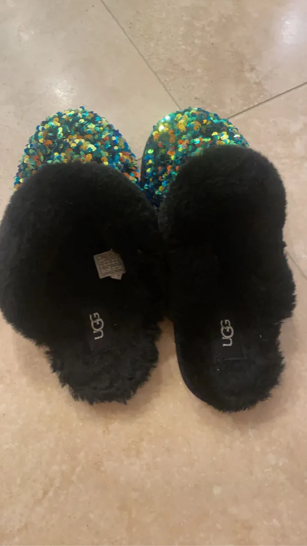 multi-sparkle fur slip ons - Image 3