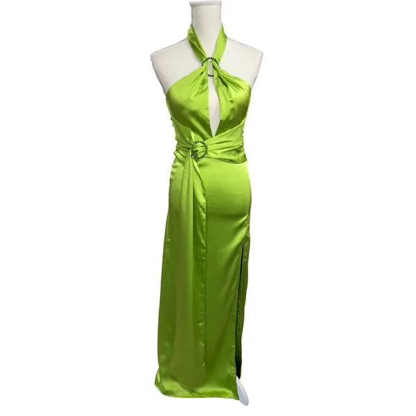 Khanums X Rrevolve Kenisei Halter Gown in Limeade XSmall New Womens Maxi Dress - Image 5