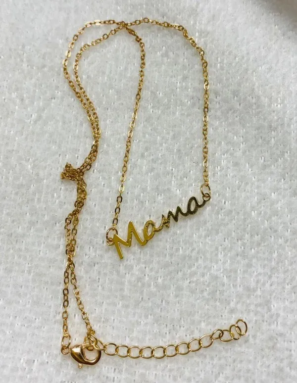 18k Gold Plated Fashion Stainless Steel Mama Pendant Necklace - Image 2