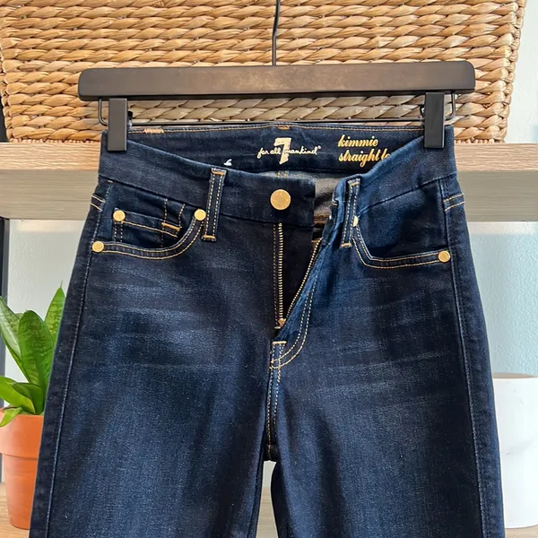 7 For All Mankind Kimmie Straight Leg Dark Wash Jeans, 24 - Image 8