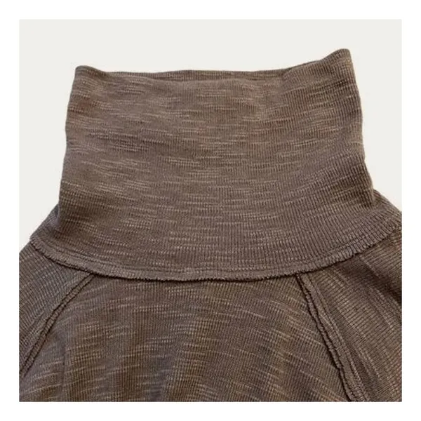 Free People Top Womens Size S Brown Tunic Turtleneck Oversized Split Back Boho - Image 4