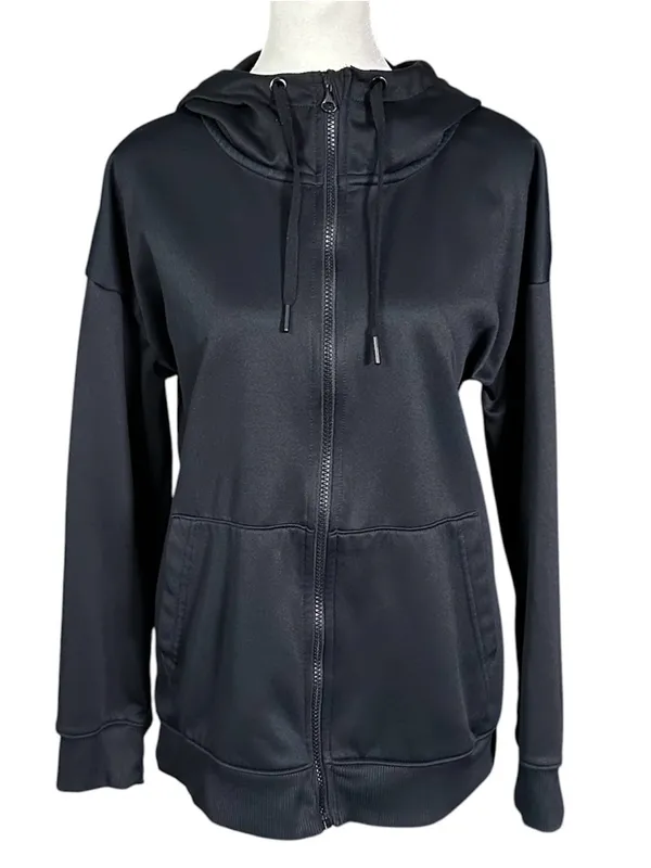 Mondetta Zip Up Performance High Neck Hoodie Sweatshirt Black Medium - Image 5
