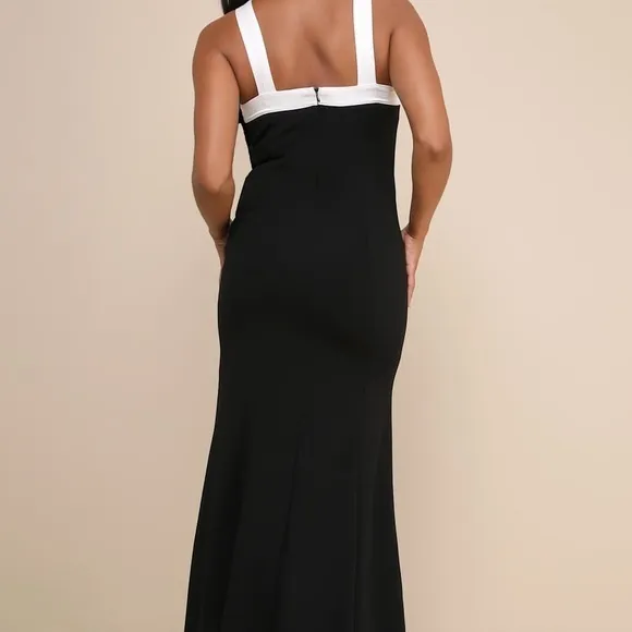 NEW Lulus Luxurious Outlook Black and White Bow Mermaid Maxi Dress - Image 9
