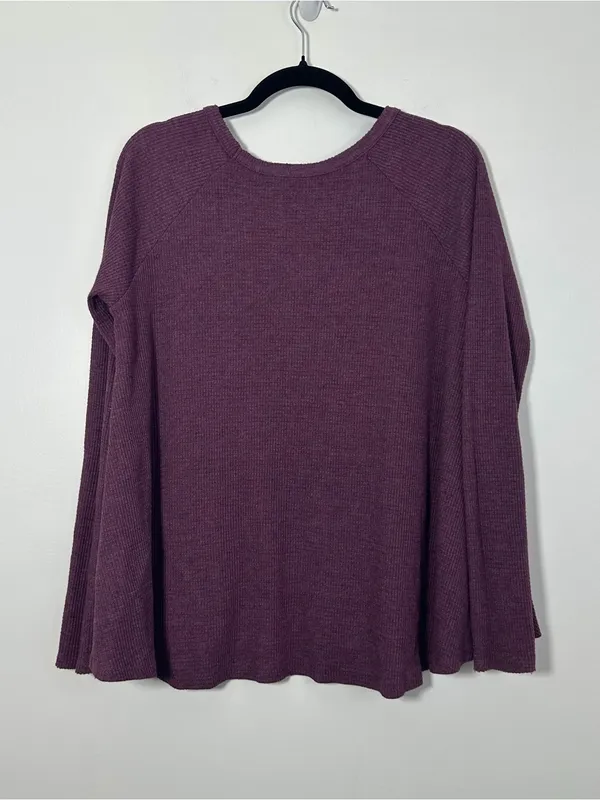 Free People We The Free Women’s Medium Purple Waffle Knit Thermal Top - Image 4