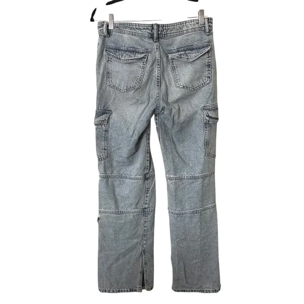 ZARA Light‎ Wash Faded Cargo Jean Sz 4 - Image 2