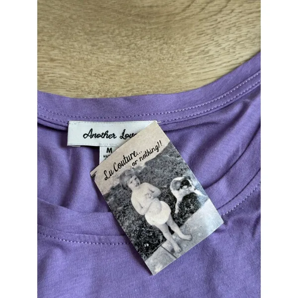 NWT Another Love Lu's Couture Springfield boutique purple puff sleeve top size M - Image 3