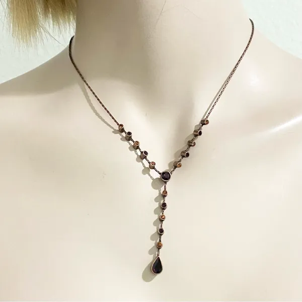 1928 Collection Copper Chocolate Rhinestones Y- Necklace - Image 13