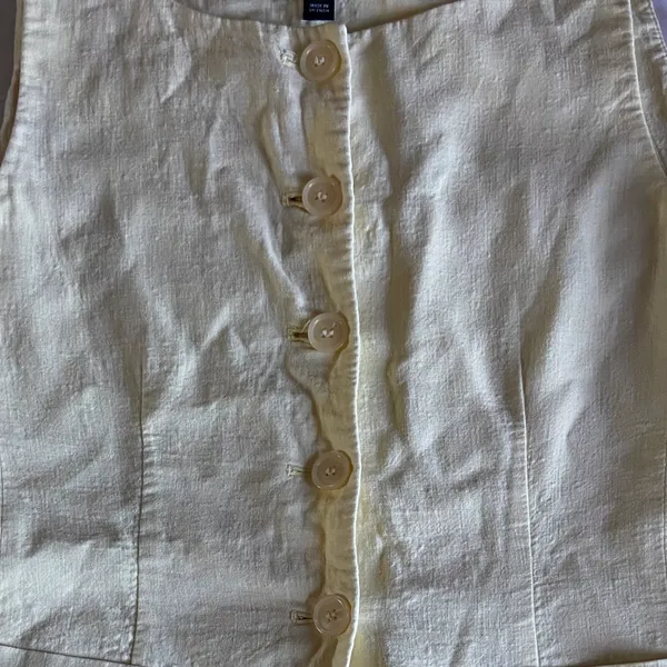 Ann Taylor Butter Yellow Linen Vest - Image 6