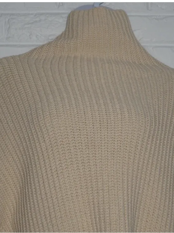 Free People Swim Too Deep Cream Turtleneck Oversized Sweater Size: Large Cozy - Image 2