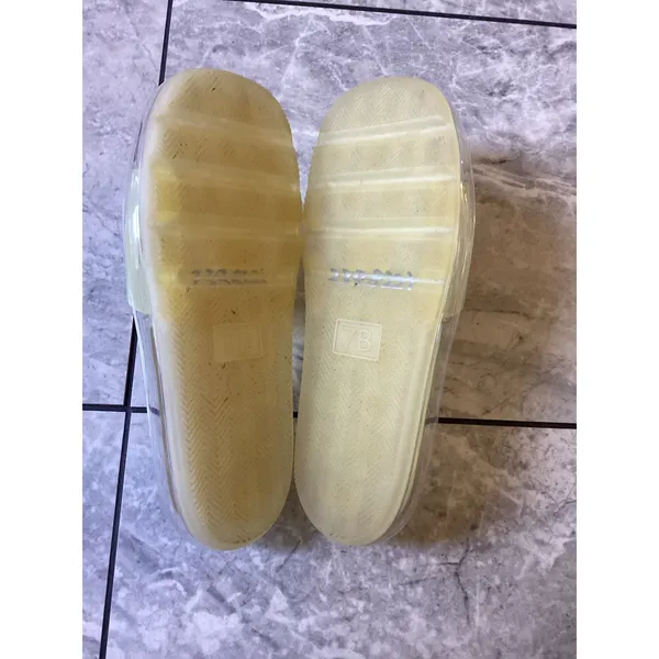 Tory Burch Bubble Jelly Slides Pale Lime Yellow Double T Logo Sandals Womens 7B - Image 3