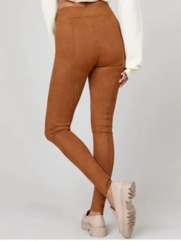 SPANX High Waist Faux Suede Leggings Rich Caramel Size Large‎ - Image 2
