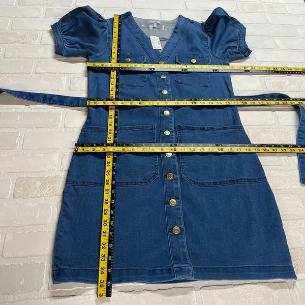 Maurices Denim Shirt Dress Small Button Up Stretch Coastal Cowgirl Boho Belted S - Image 4