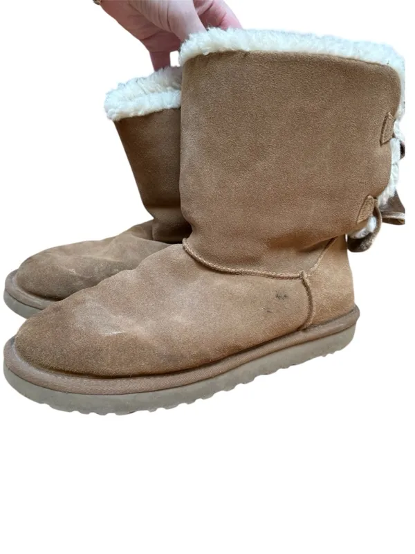 UGG Bailey Bow II Suede Boots in Chestnut - Image 6