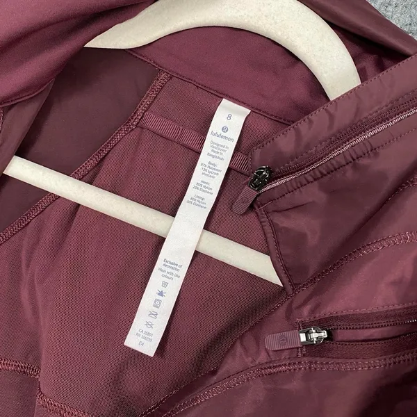 Lululemon Goal Crusher Burgundy Lightweight Jacket Mesh Hooded Windbreaker - Image 8