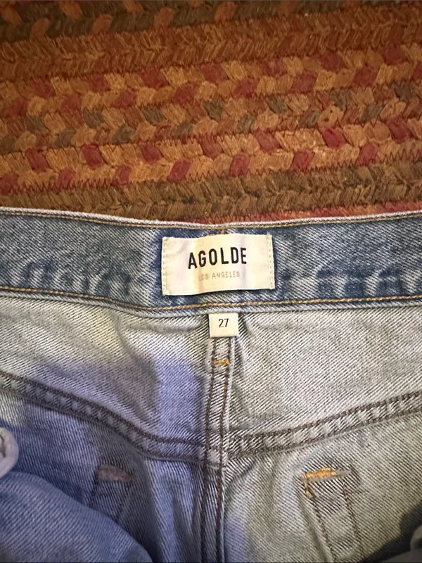 Agolde Light Blue Distressed cut off Jeans Shorts - Image 3
