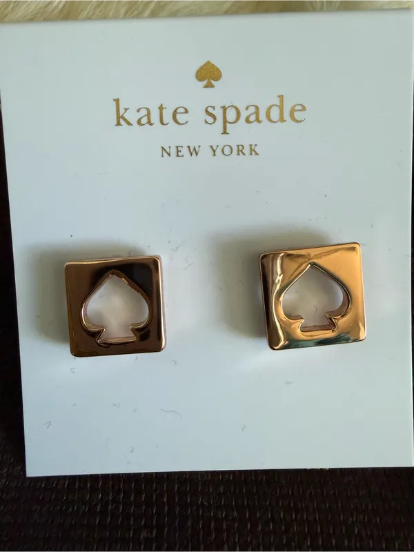 Kate Spade Rosegold Hole Punch Spade Pierced Earrings - Image 5