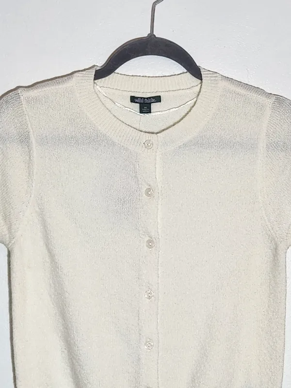 Wild Fable Cream Short Sleeve Button Down Cardigan Sweater Size XS NWT - Image 2