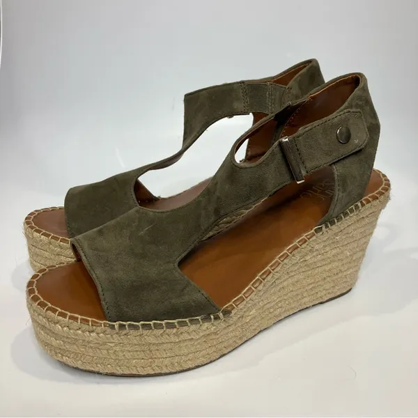 Franco Sarto treasure 2 wedge espadrilles olive green suede‎ womens size 9.5 - Image 2