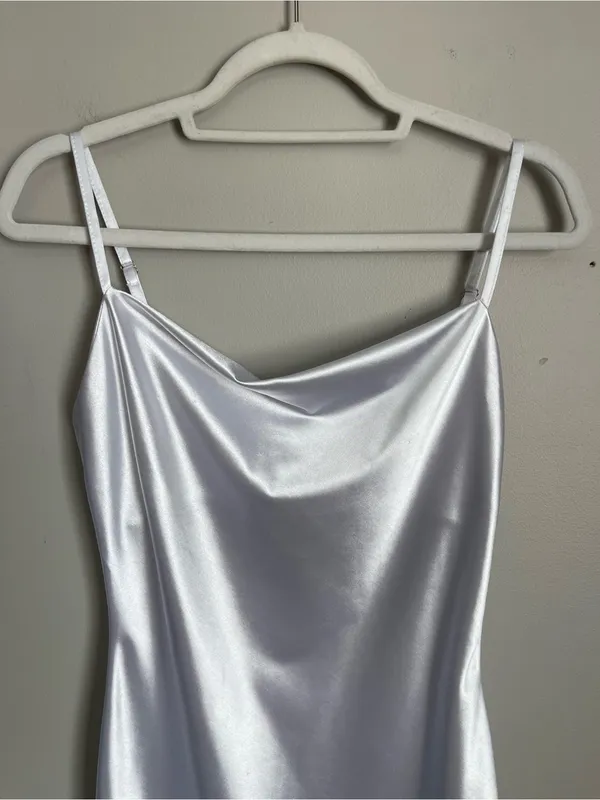 XXXITICAT White Silver Satin Cowl Midi Dress Sz S - Image 3