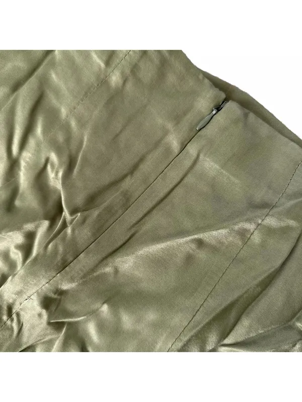 Topshop Ruched Front Vent Satin Maxi Skirt Sarong Skirt NWT Green Size 2 - Image 8