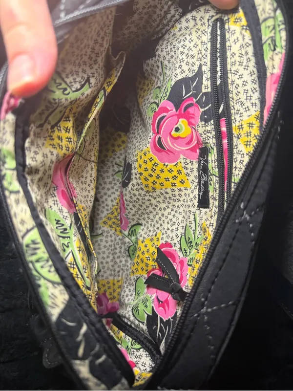 Vera Bradley Quilted Multipocket CrossBody Shoulder Bag Black - Image 5