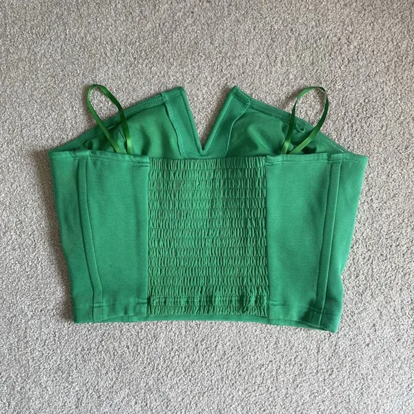 Maeve by Anthropologie Corset Style Crop Top Strapless Green Women's Size Large - Image 2