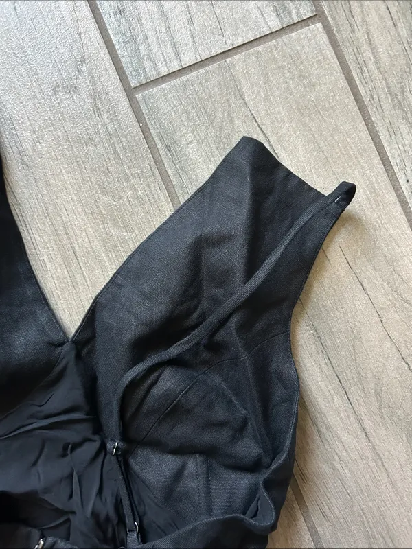 Reformation evette linen top in black - Image 6