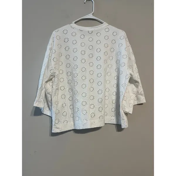 Madewell Embroidered Wide-Sleeve Boxy Tee in White NWT! - Image 10