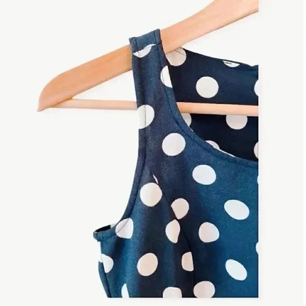 Divided H&M Navy and White Sleeveless Polka Dot Dress SZ 2 - Image 3