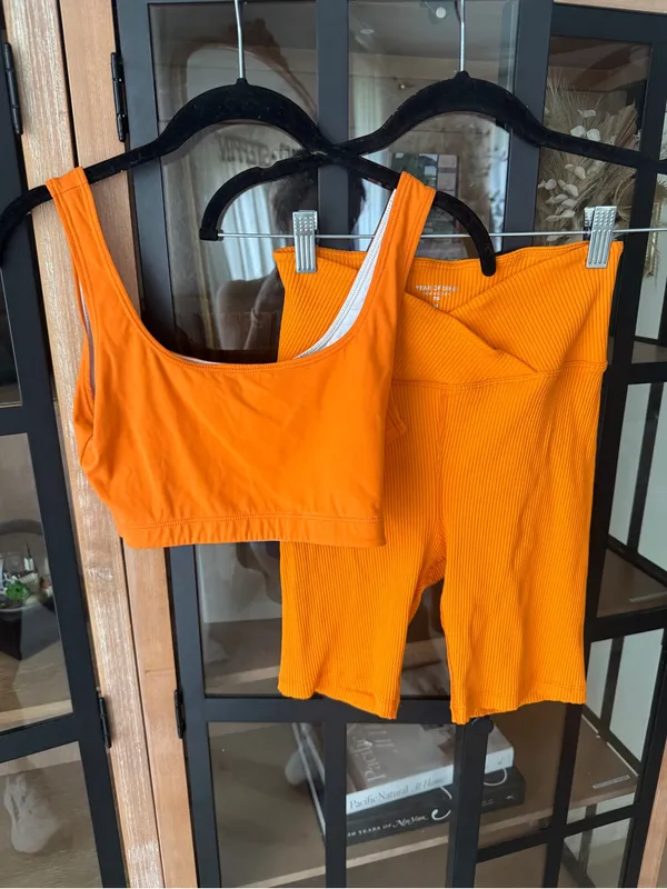 Year of ours set sports bra biker shorts ribbed criss cross workout - Image 2