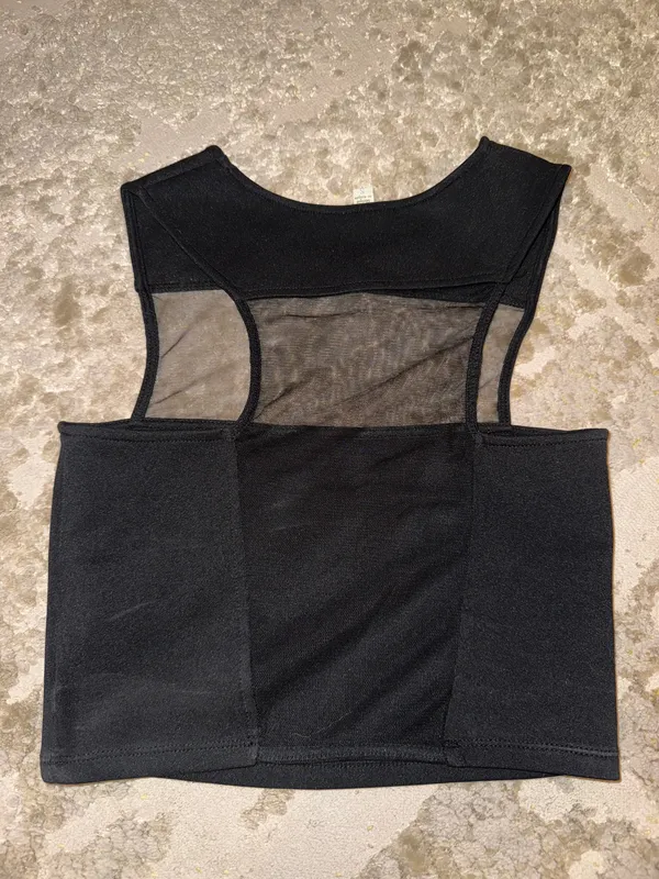 Urban Outfitters Silence & Noise Black Half Mesh Crop Top - Image 2