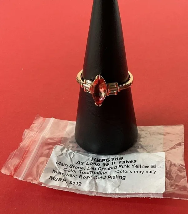 Bomb Party RBP6389 “As Long as it Takes” LC Tourmaline on RoseGold Sz11 Ring NWT - Image 4