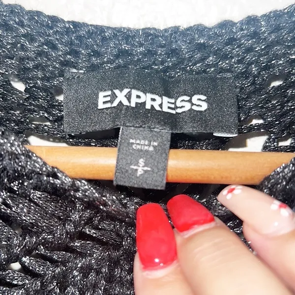 Express Y2K Black Crochet Tank Top Vest Top - Image 4