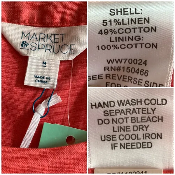 Market & Spruce NWT Halter Dress Linen Coral Linen Cotton Women's Size Medium - Image 12