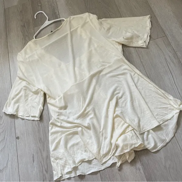 Boston Proper V Neck Sequined Top Cream (Large) y2k boho hippie half sleeve - Image 4