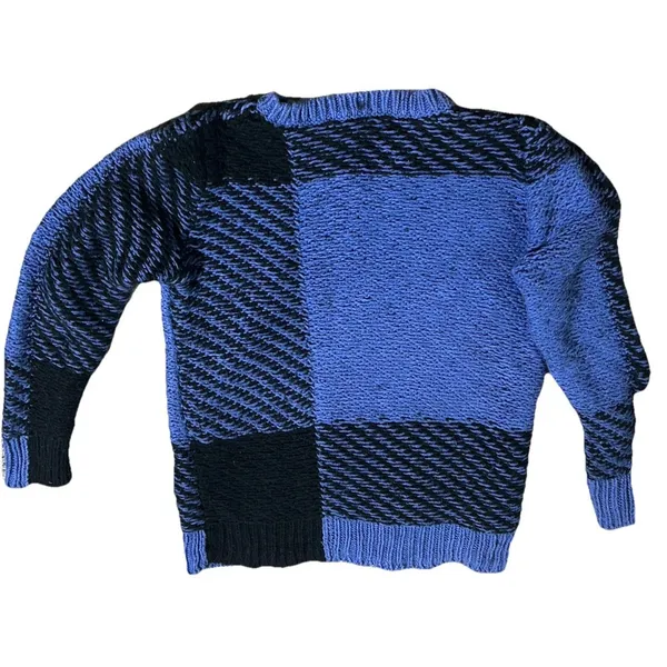 RAG & BONE Blue Black Chunky Knit Sweater XS Crewneck Pullover Wool Blend Cozy - Image 10