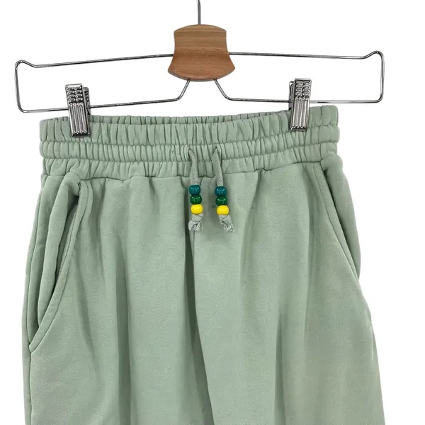Staud‎ Wide Leg Sweatpants Sage Green Beaded Drawstring Waist Size XS **Flawed - Image 4
