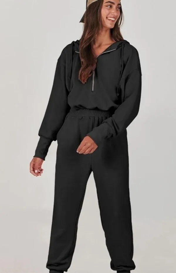 Jumpsuit long sleeve Zip up one piece lounge casual hooded Sweatshirt s… - Image 6