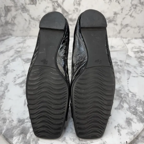 Biala Black Leather Square Toe Ballet Flats Size 8 Made in Italy - Image 7