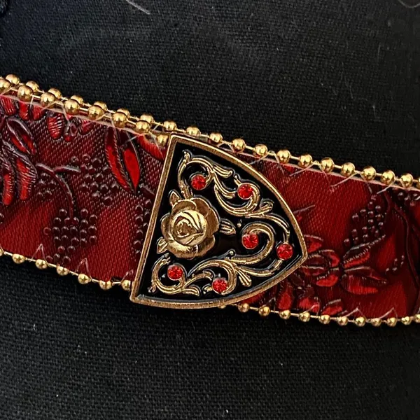 Red Floral Embossed Rose Buckle Western Y2K Belt, Fits 32.5-41 Inches, X7GA1290 - Image 4