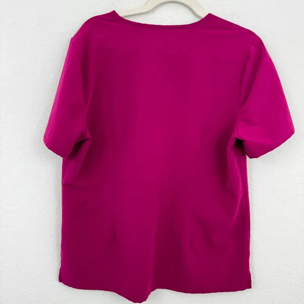 Figs Women's Casma Three Pocket Scrub Uniform Top Shirt Dark Magenta Size L - Image 5