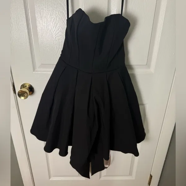 House of CB Emmanuela Black Strapless Detachable Bow Mini Dress M - Image 3