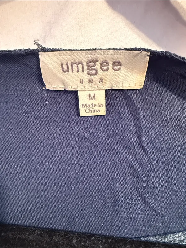 Umgee Slate Blue Relaxed Scoop Neck Tunic Dolman short sleeves textured M lined - Image 5