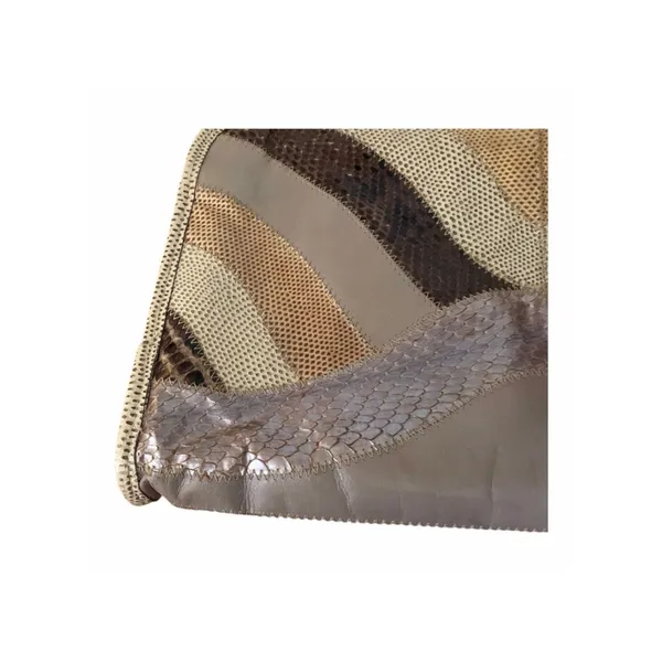 Vintage Snakeskin Patchwork Shoulder Bag Neutral Wave Boho Retro Purse - Image 2